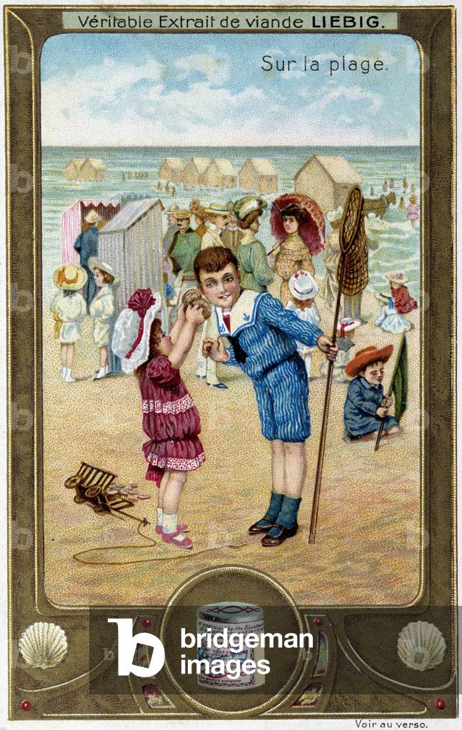 Liebig chromolithography series “” Beach Game”” of children. sd. 19th century