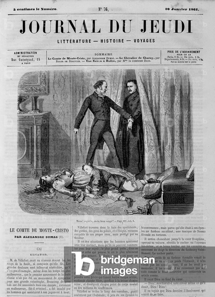 Le Comte de Monte Cristo (Monte Cristo) - in “” Le Journal du Thursdays”” of 20/01/1861
