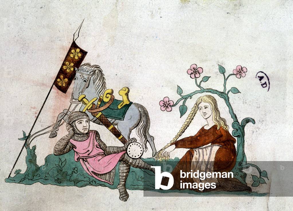 Knight and Gente Lady - reproduction after a 14th century “Latin Psalter”