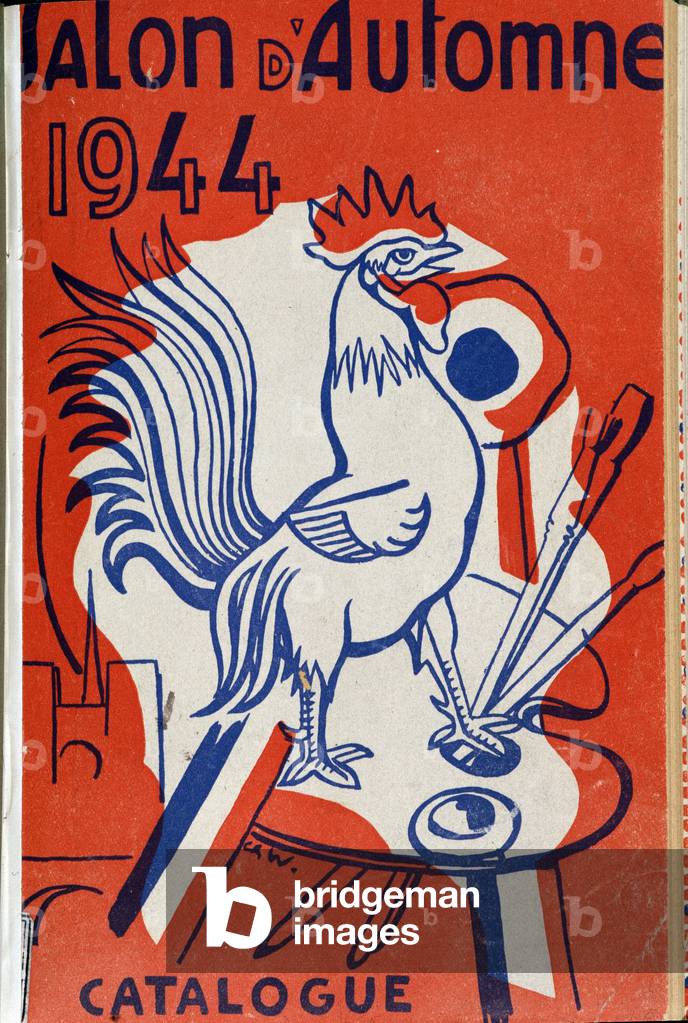 Immagine di Disegno "Tavolozza del gallo e del pittore - Catalogo Salon d'Autumn 1944." 1944 di Unknown Artist