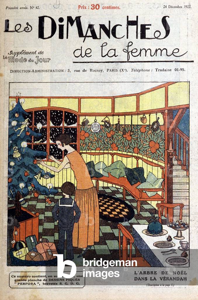 Albero di Natale in veranda - nelle «Domeniche delle donne» del 24/12/1922