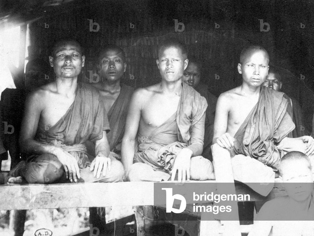 Cambodian monks - photography, late 19th century