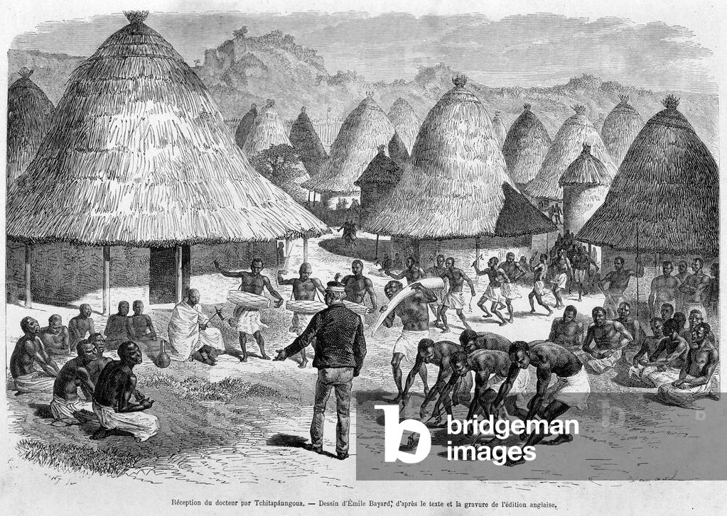 Reception of Dr. Livingstone by Tchitapanngoua - “” Livingstone's last voyage 1866-1873”” in “” Round the World””, 2nd sem. 1875