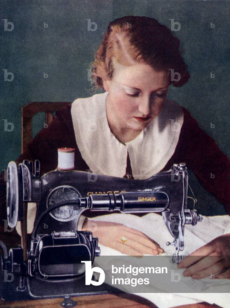 Woman sewing a machine, n.d. France, 20th century.