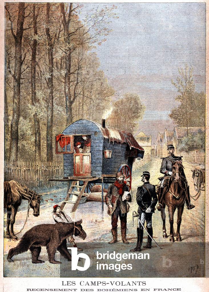 Les camps volants: Census of Bohemians in France (Roulotte, bohemiens et gendarmes) - in “” Le petit journal”” of 05/05/1895