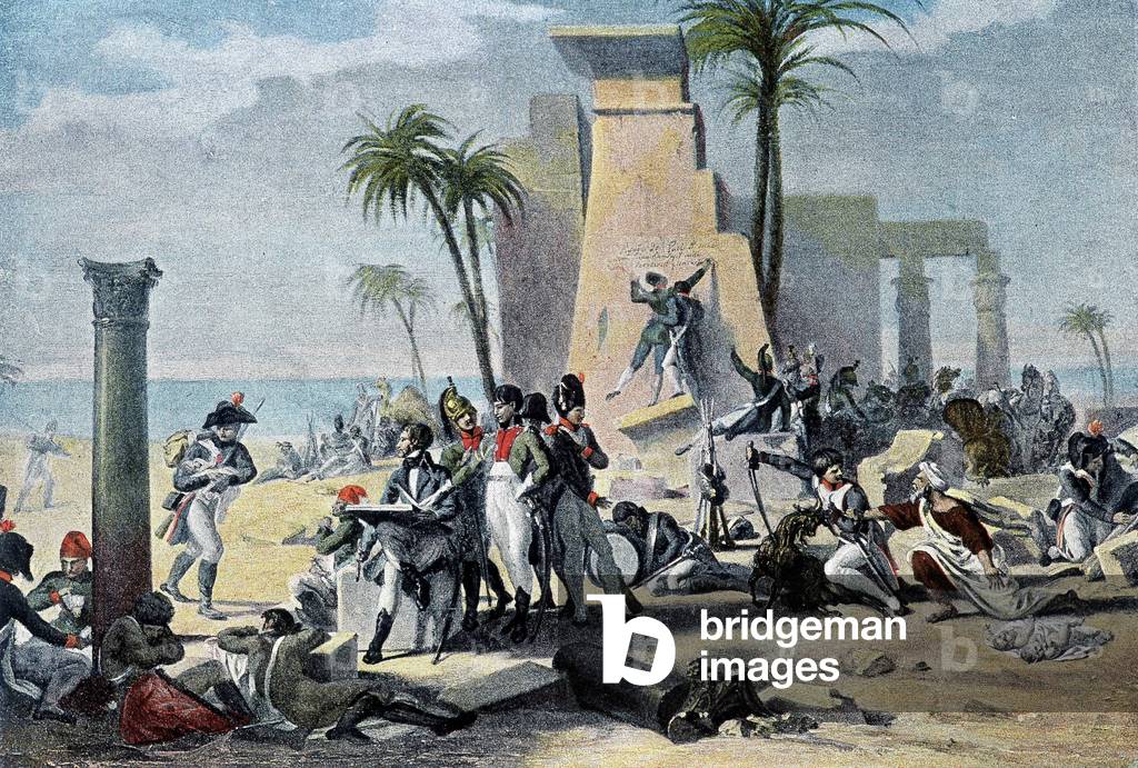Scene in Upper Egypt (Living Denon and the French Armee at rest among the remains) (Living-Denon) - in “” Victoires et Conquêtes des Armees Francaises””, Paris, 19th century