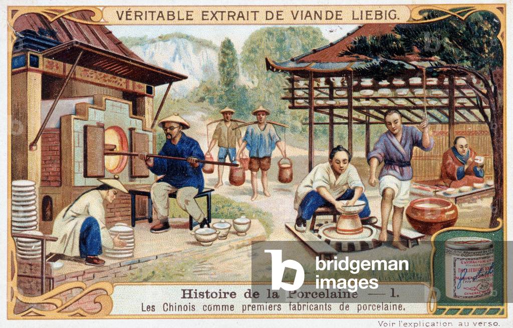 History of porcelain: the Chinese as the first manufacturers of porcelain - Liebig chromolithography, 19th century