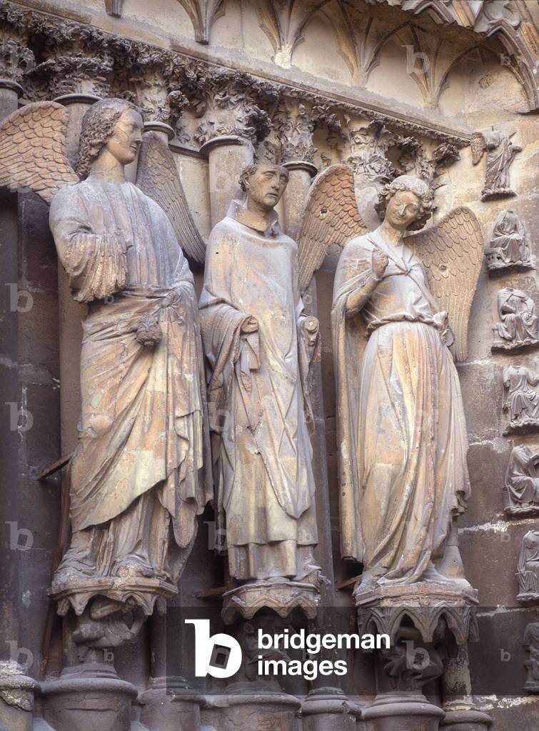 Statues of the Cathedral of Reims (angel with smile)