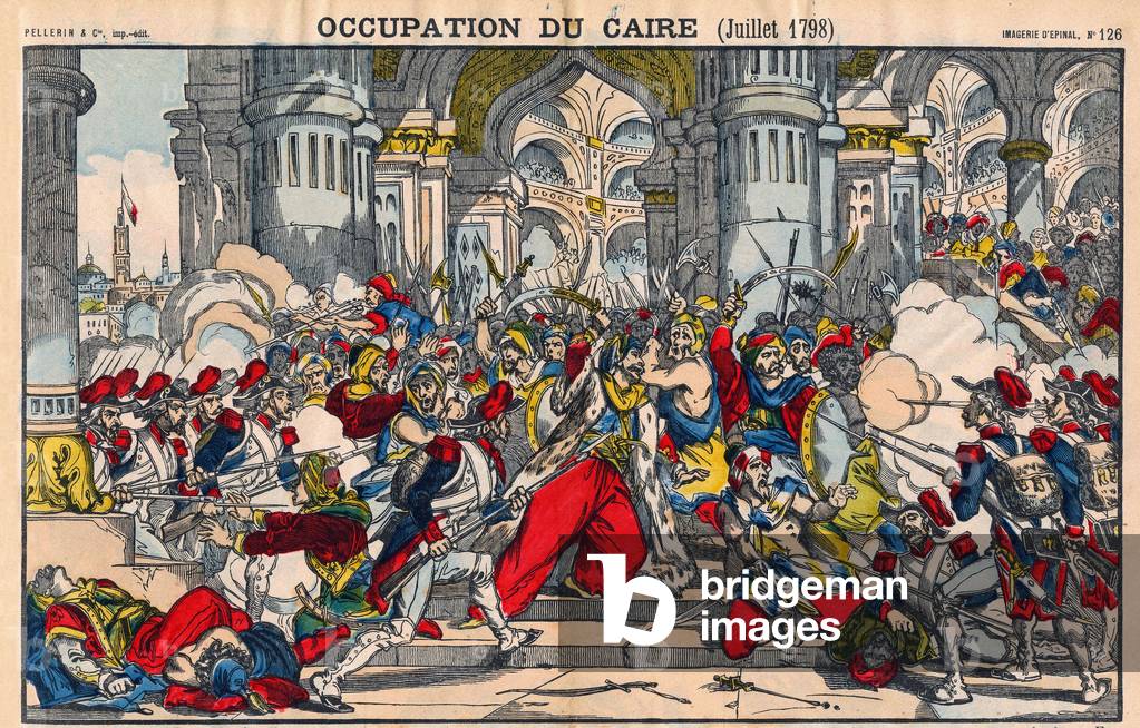 Revolt of the inhabitants of Cairo against the French occupation (1798), 19th century (Epinal print)