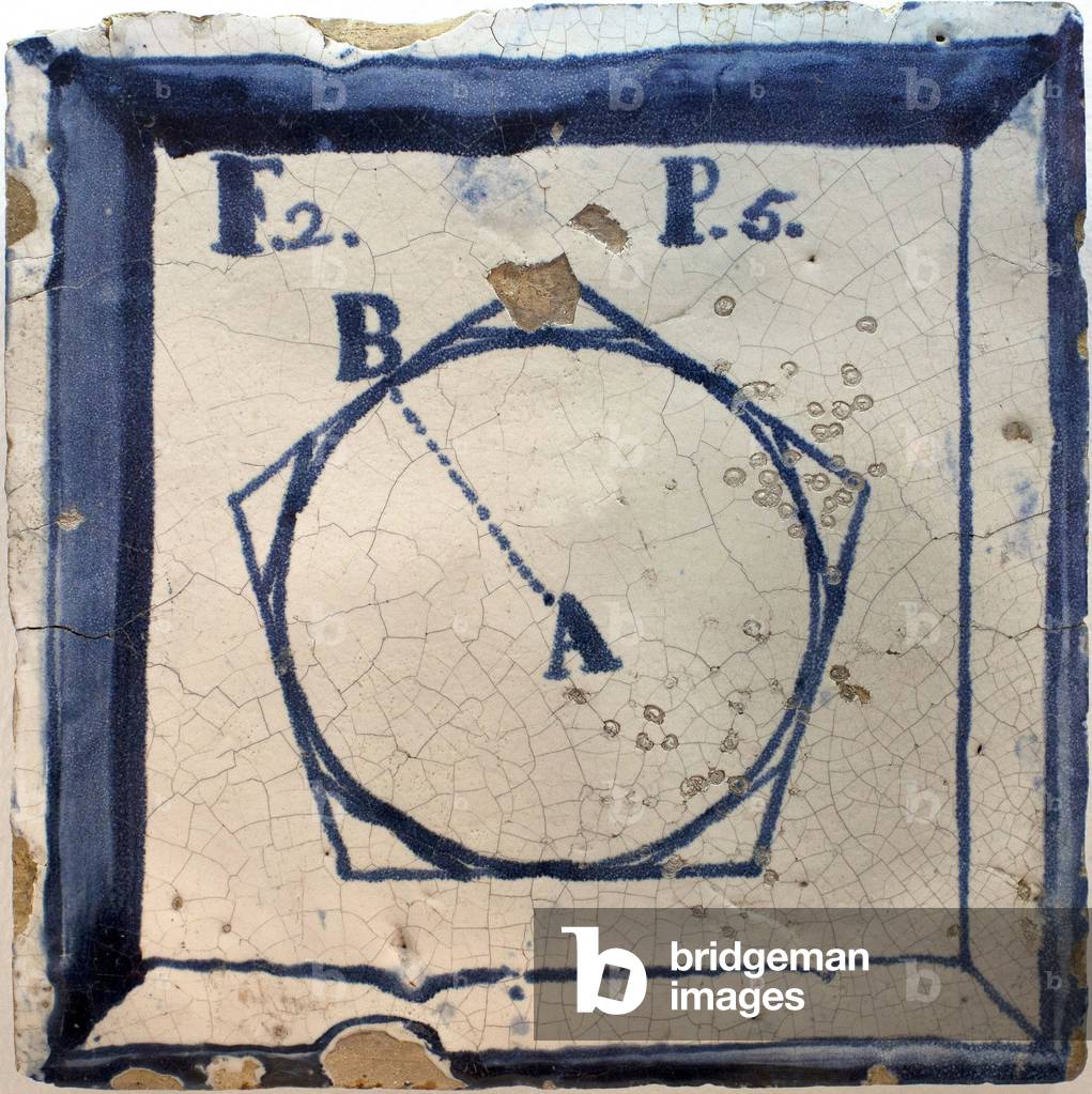 Geometric schema of a pentagon, Tin glazed earthenware, Lisbon second half of 18th century - Musee national des azulejos, Lisbon (Portugal)