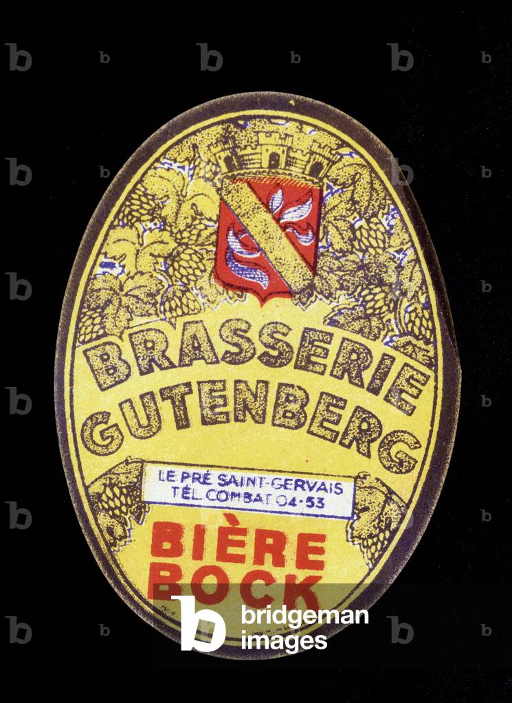 Advertising label for Gutenberg Beer