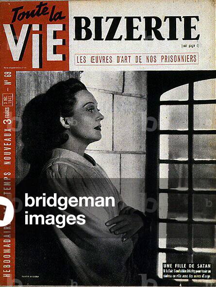 Comedian Arletty in a cell - scene from Marcel Carne's film 