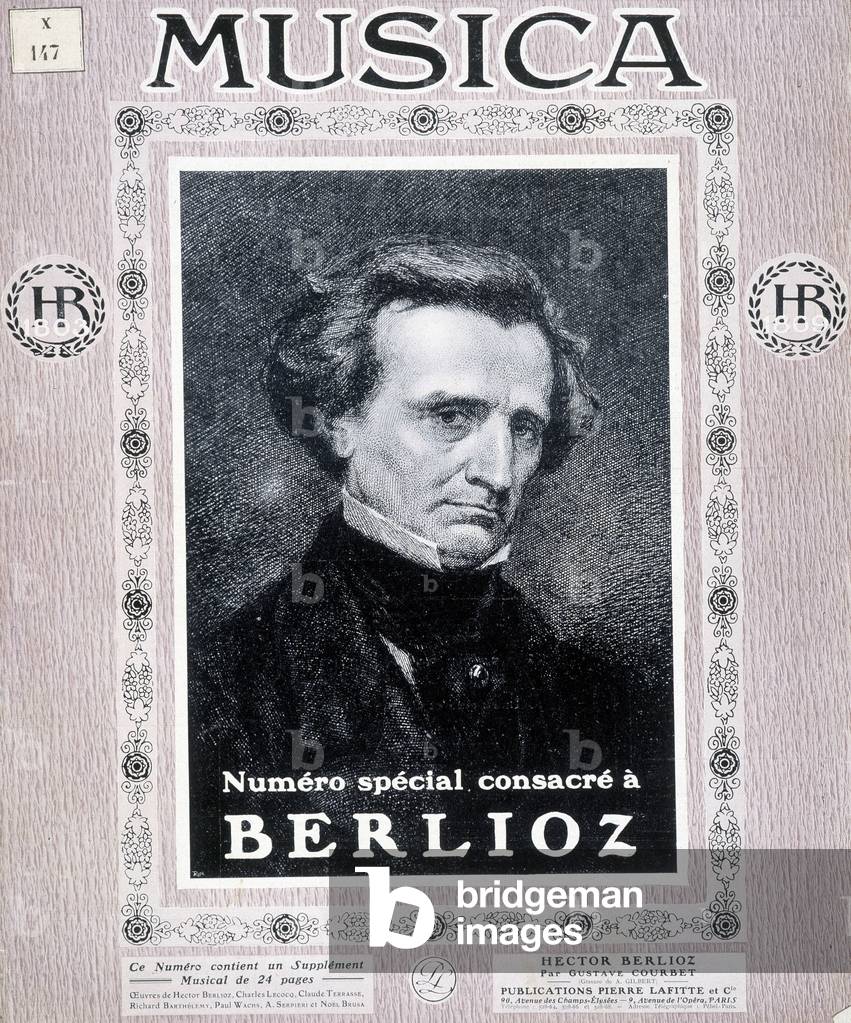 Portrait of the French composer Hector Berlioz (1803 = 1869). Cover photo of “Musica” magazine of May 1908.