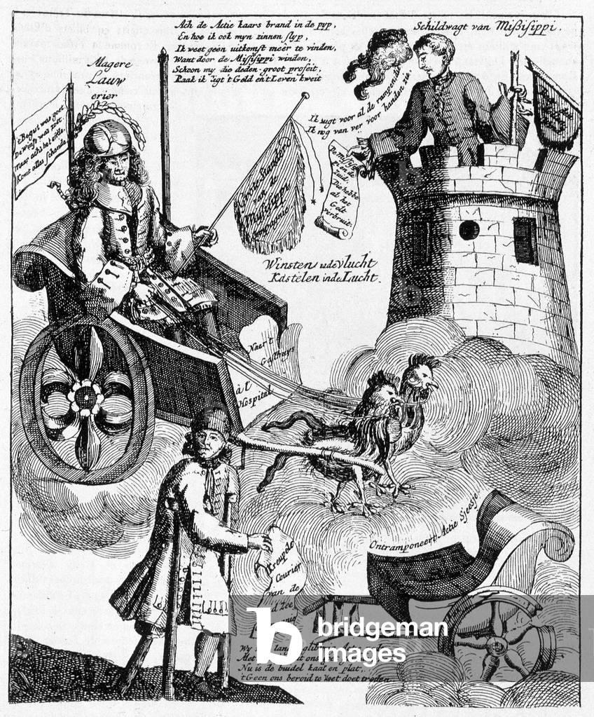 Dutch satirical print against John Law (1671-1729), on the Mississippi case, 18th century