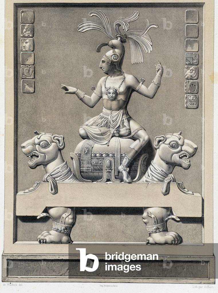 A King on a Sopha - in “” Ancient Monuments of Mexico: Palenqué and Other Ruins of the Ancient Civilization of Mexico”” by Brasseur de Bourbourg, Paris, 1866