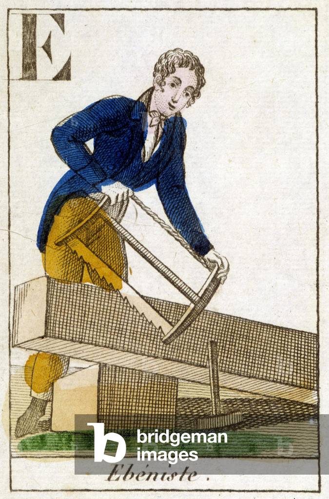 Ebenist at work - engraving, v.1800