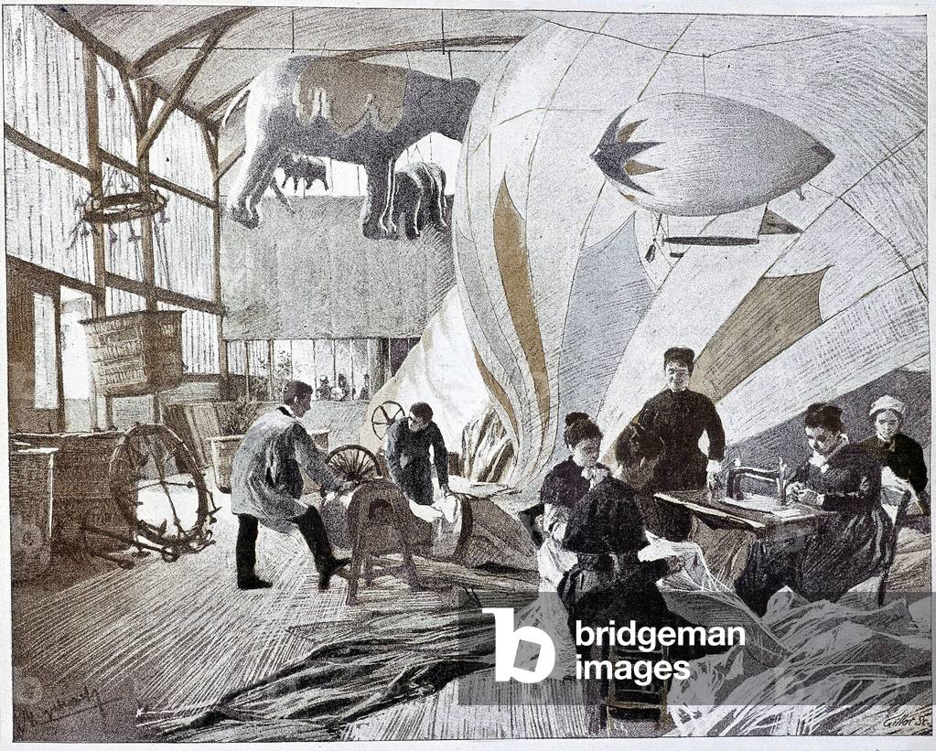 Aerostat: construction workshop in Paris, 1885.