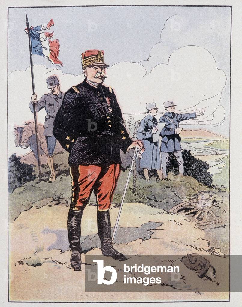 Marechal Joseph Jacques Cesaire Joffre (1852-1931), general of the French army, is nicknamed the “grandfather” of his soldiers. In “Our national glories”, circa 1920.