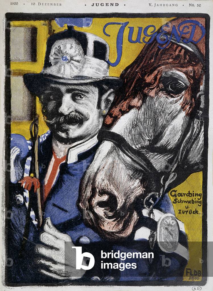 Postilllon: coachman and his horse - in “” Jugend””, 1900