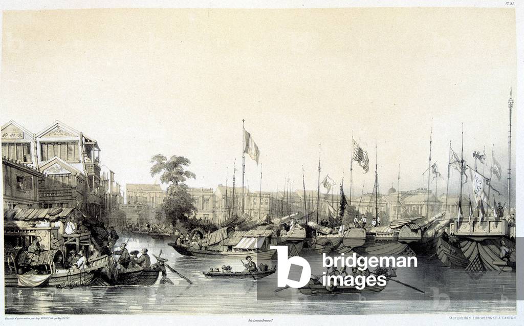 Factoreries europee a Canton - in «Cina e cinese», disegni di Auguste Borget e litografie di Eugène Cicéri, se