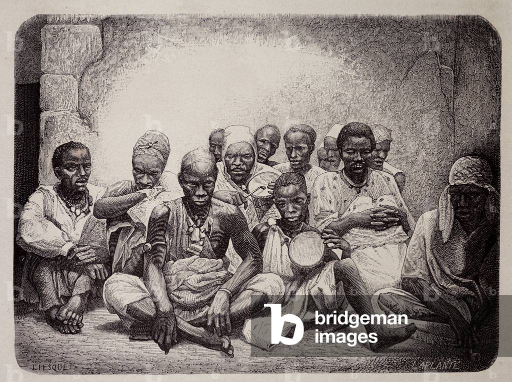 Griots de Goree - disegno di J. Fesquet da una foto, «» Tour du Monde», 1st delivery of 1872, «» Cruises à la 