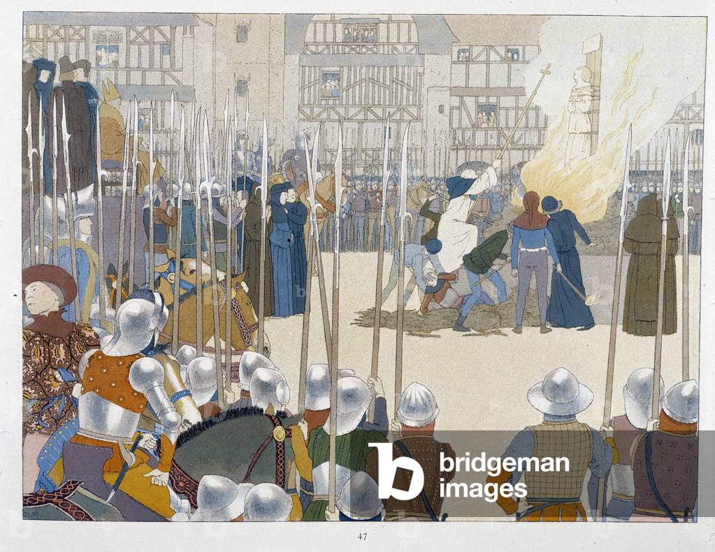 Bild von Zeichnung "Jeanne von Arc auf dem Bucher - von Maurice Boutet de Monvel" von Louis Maurice Boutet de 