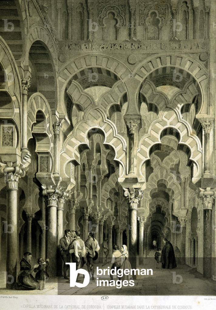 Mozarabic chapel in the Cathedrale of Cordoba (ancient mosque) - in “” Artistic and monumental Spain of famous sites and monuments of Spain”” by Don Genaro Perez de Villa, 1844.