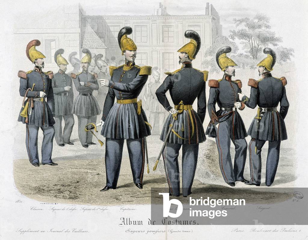Firefighters in uniform - In “” Album of costumes”””, 1851