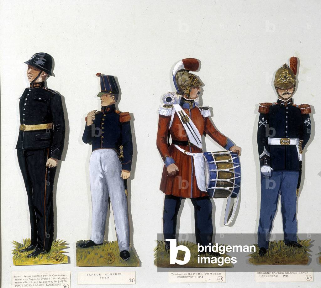 Firefighter uniforms 1830 - 1858 - decoupages, Museum of Fontainebleau.