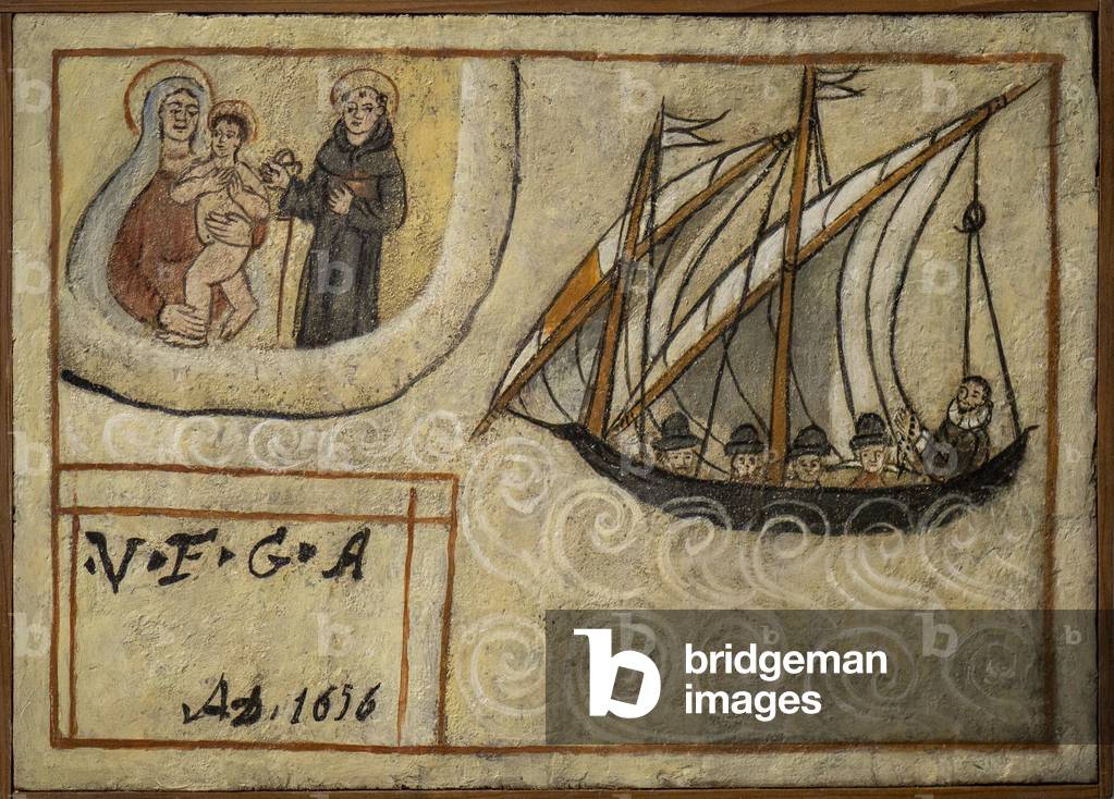 Former voto (ex voto) sailor, popular offer as a pledge of devotion and gratitude of the sailor surviving to the dangers of the sea coming from the Church of Carmine, Torre del Greco, near Naples 19th century Italy