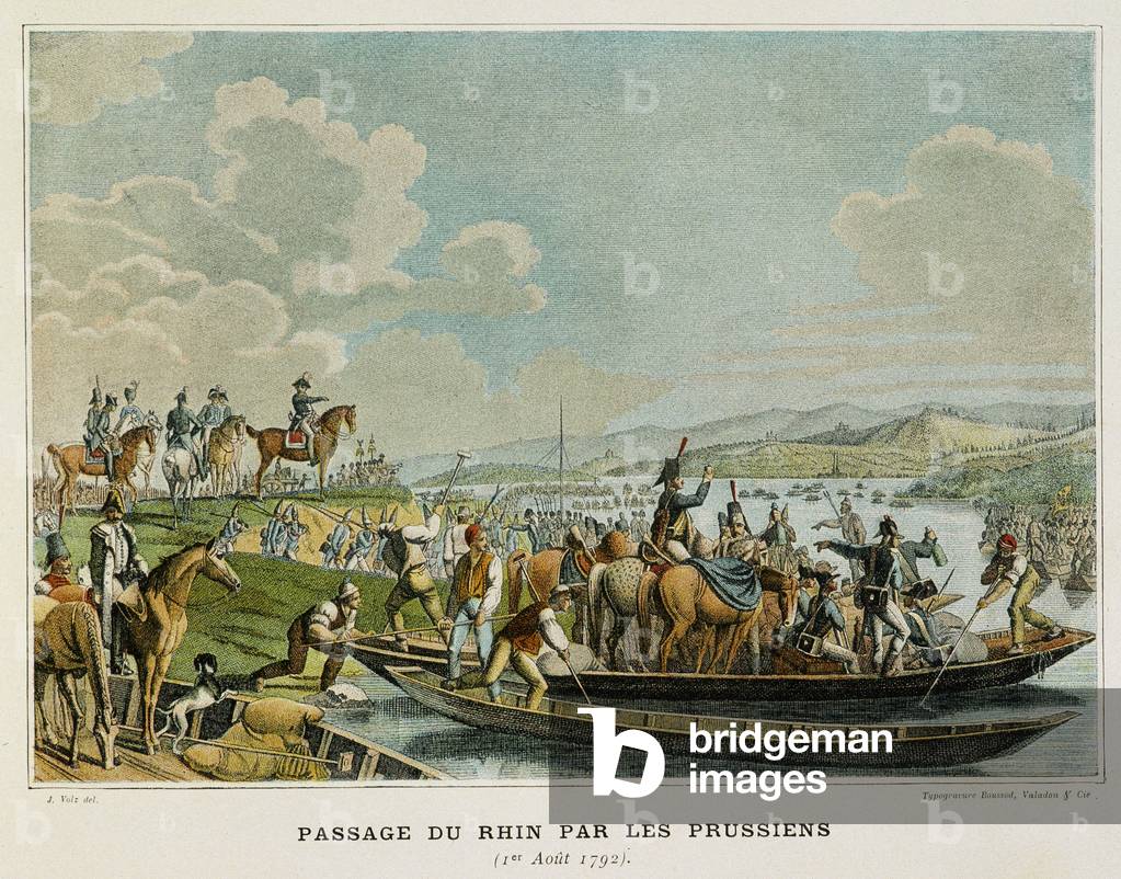 The passage of the Rhine by the Prussians on August 1, 1792.