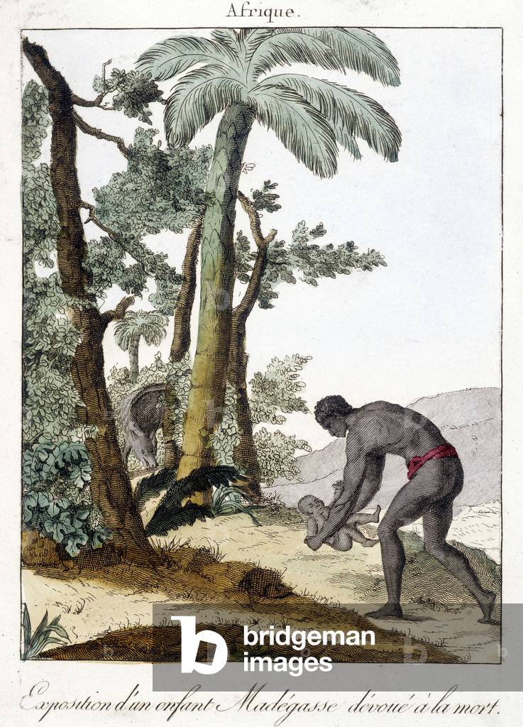 Exposure (abandonment) of a child who died in Madagascar - grav. 1811