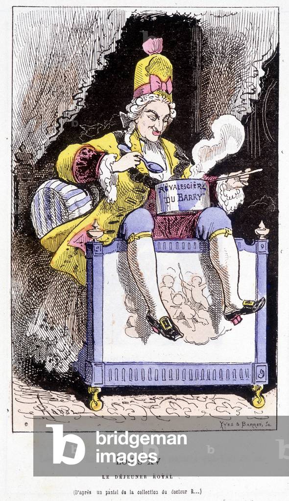 Louis XV - in “” Histoire de France Tintamarresque”” by Touchatout, 1872