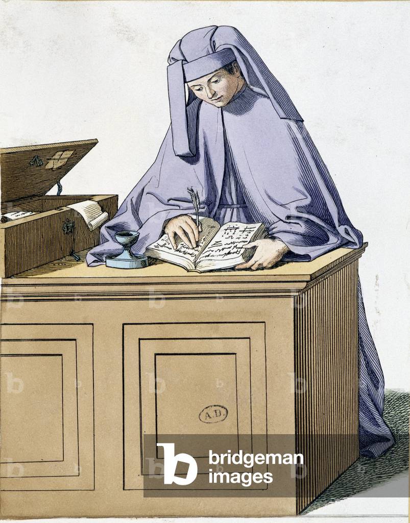 Italian notary of Siena, 15th century - engraving, 19th century