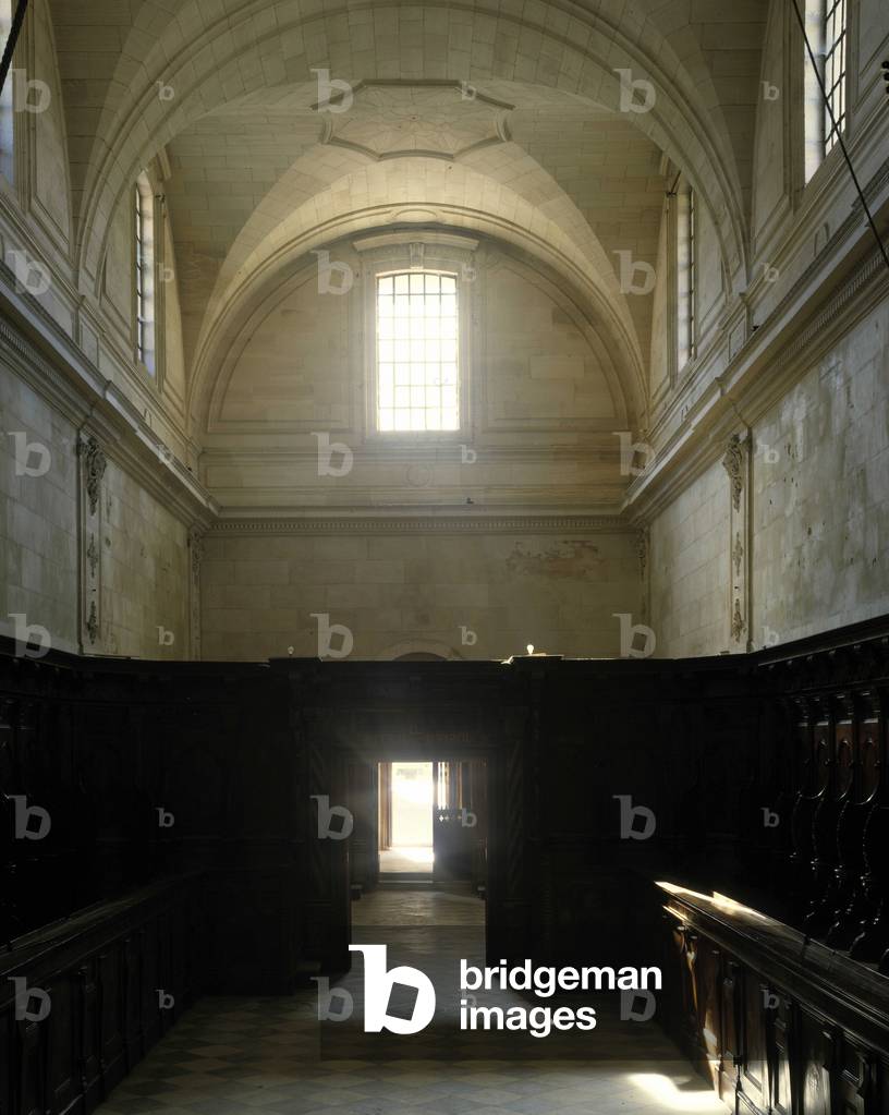 Baroque architecture: Chapel of the Chartreuse (1770-1780) in Valbonne by architect Jean Baptiste (Jean-Baptiste) Franque (1678-1738). Internal view. Valbonne, Gard (30).