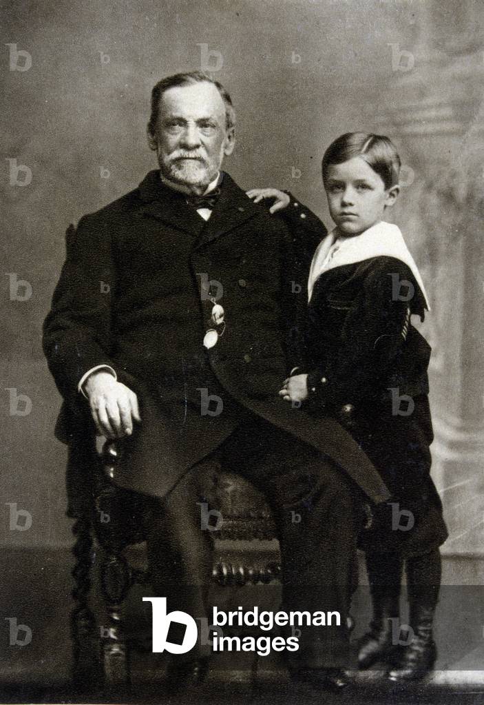 Portrait of Louis Pasteur (1822 - 1895) and his grandson Louis Pasteur Vallery - Radot in 1893.