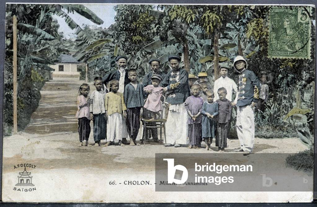 Cholon, militia and children, c. 1910.