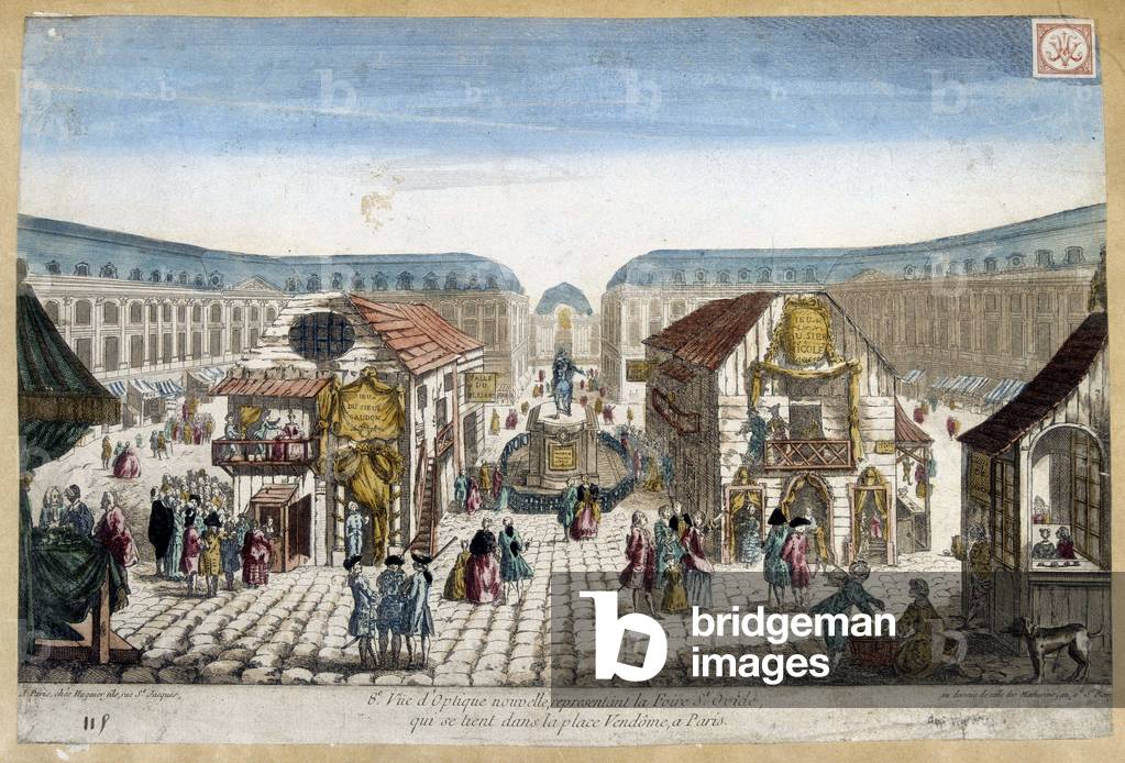 La Foire St Ovide, place Vendome in Paris - engraving, 18th century