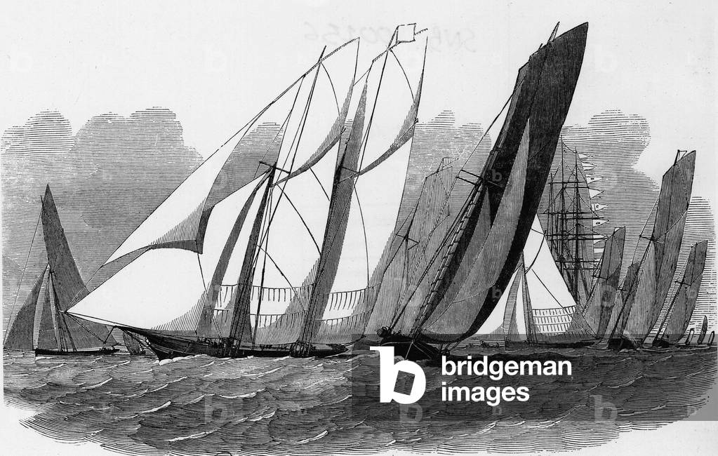 The Cowes Regattas: Yachts at the Hyde Pass - Bibl. des arts deco, 1851.