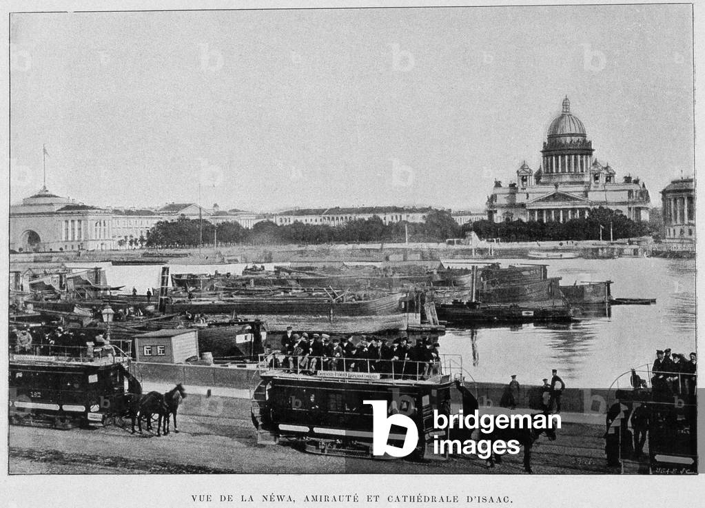 View of the Newa, Admiralty and Cathedral of Isaac. St. Petersburg.