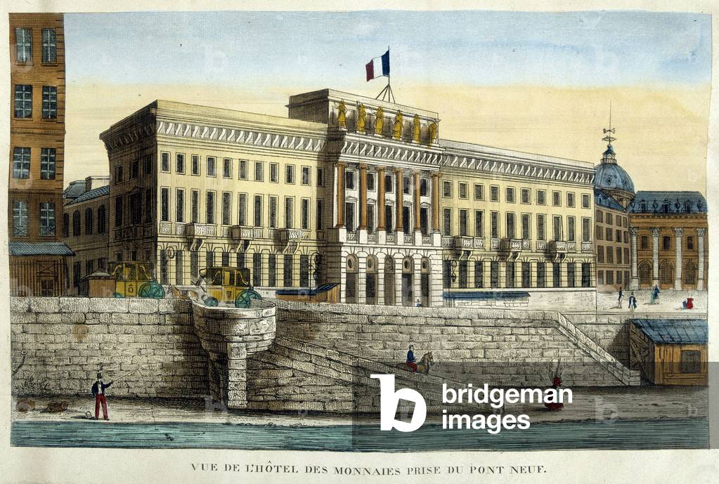 View of the Hotel des Monnins taken from the Pont Neuf - engraving, beginning of the 19th century