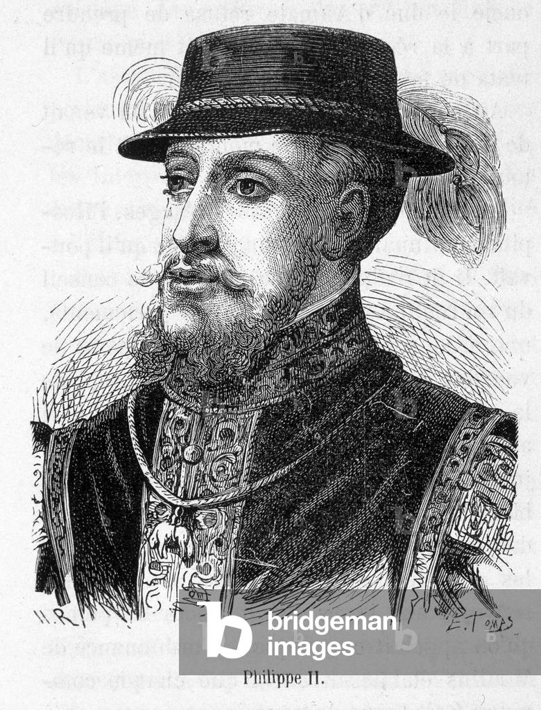 Portrait of Philip II (Philippe-Auguste) - in “” Histoire de France”” by Henri Martin, 19th century