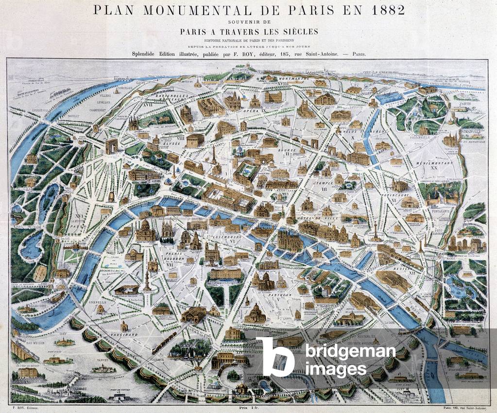 Monumental Plan of Paris in 1882