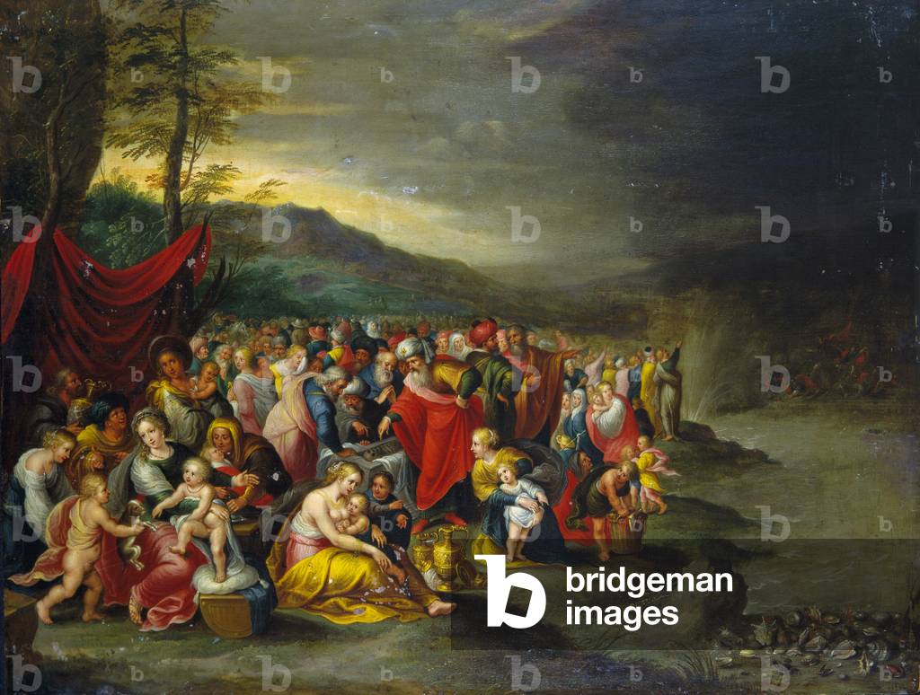 The passage of the Red Sea - oil on copper from the workshop of the Francken, Antwerp, 17th century.