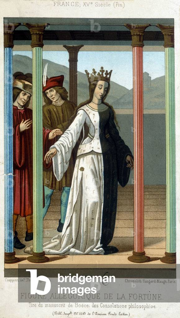 Allegoric figure of Fortune - from the manuscript of Boethius “” Philosophical consolations”, late 15th century