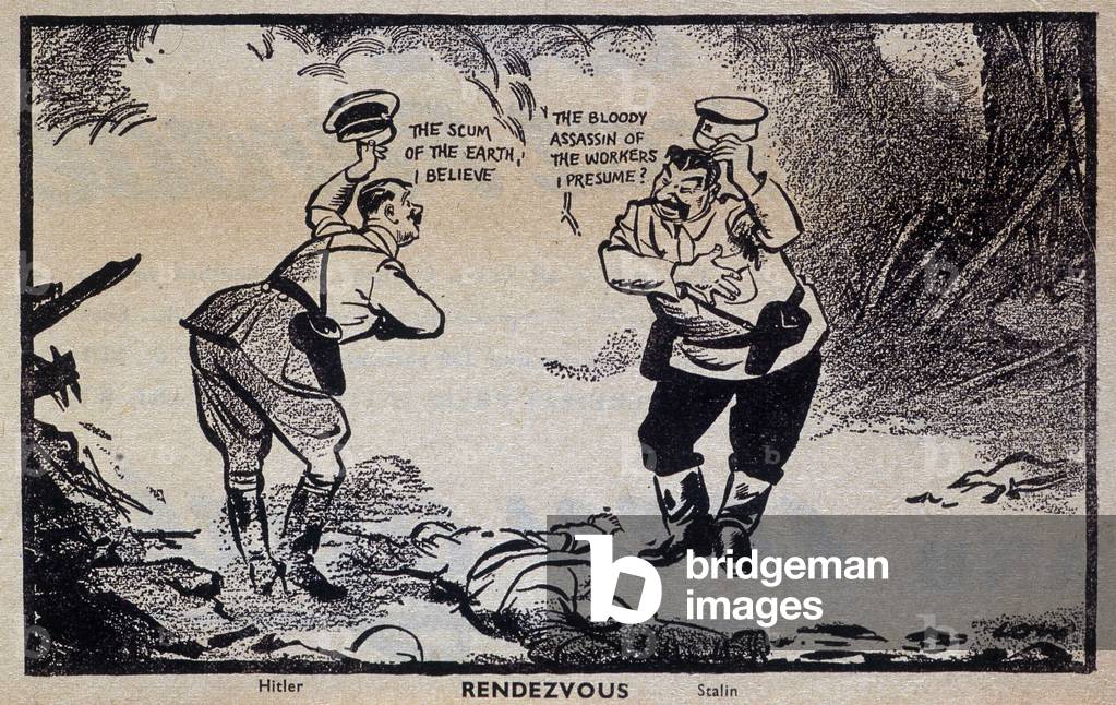 Image Of Hitler And Stalin Saluting Each Other Caricature On The 