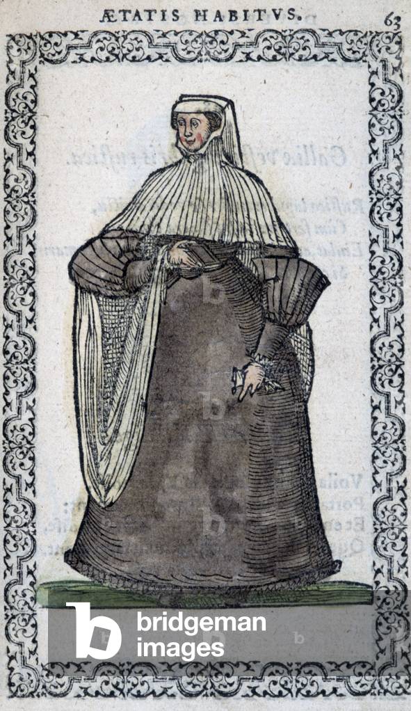 French woman in mourning suit - in “” Habits et éffigies”” by Jean Sulperius, 1572