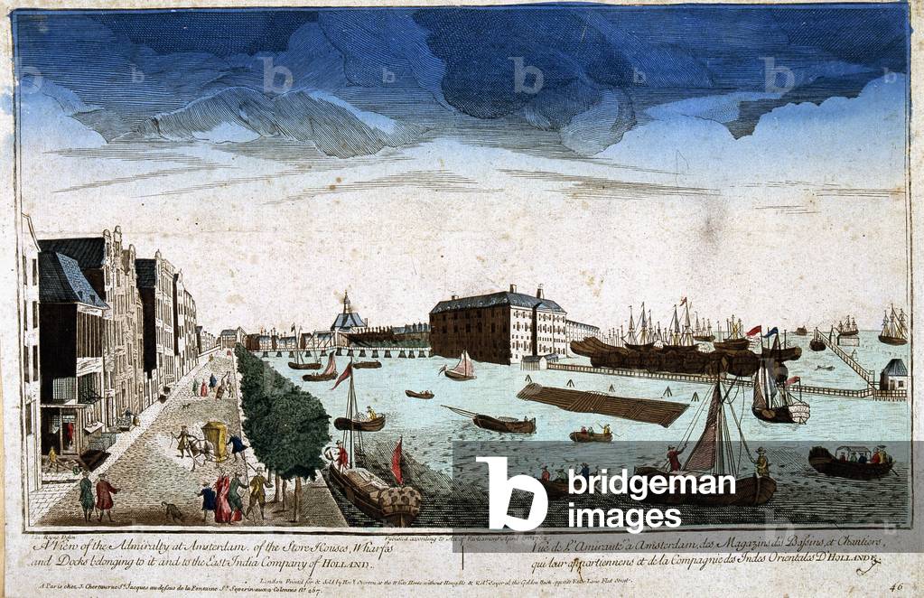 View of the Admiralty in Amsterdam of the Shops of the Basins and Building Sites owned by them and the Company of the East Indies of Holland - Optical view, 18th century