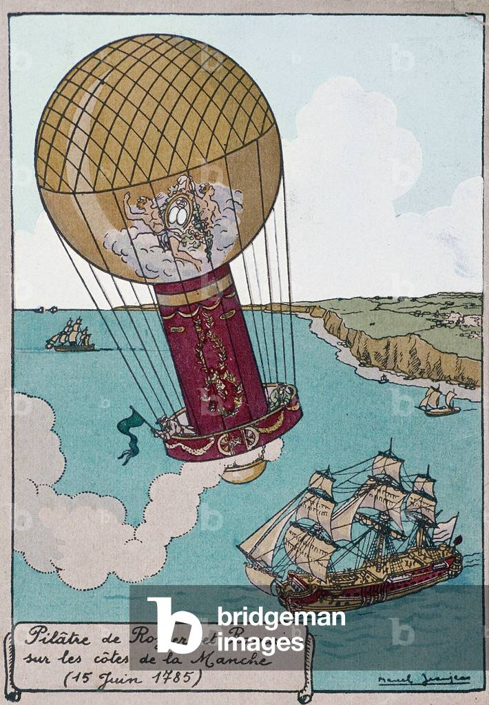 Pillâtre de Rozier et Romain en balloon sur les coasts de la Mancha 15 June 1785