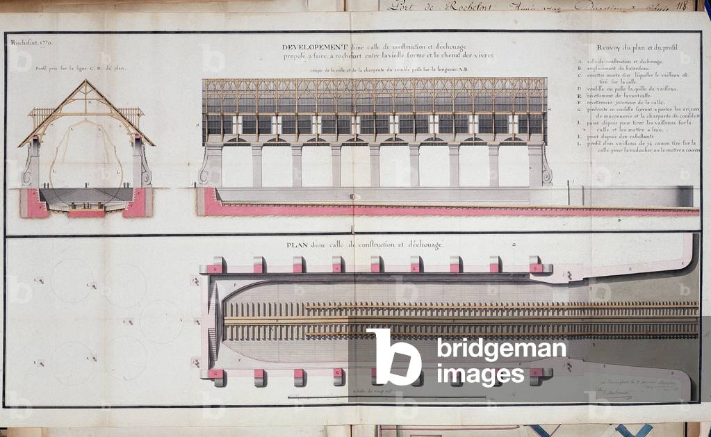 Plan of a building and grounding of the port of Rochefort, 1770